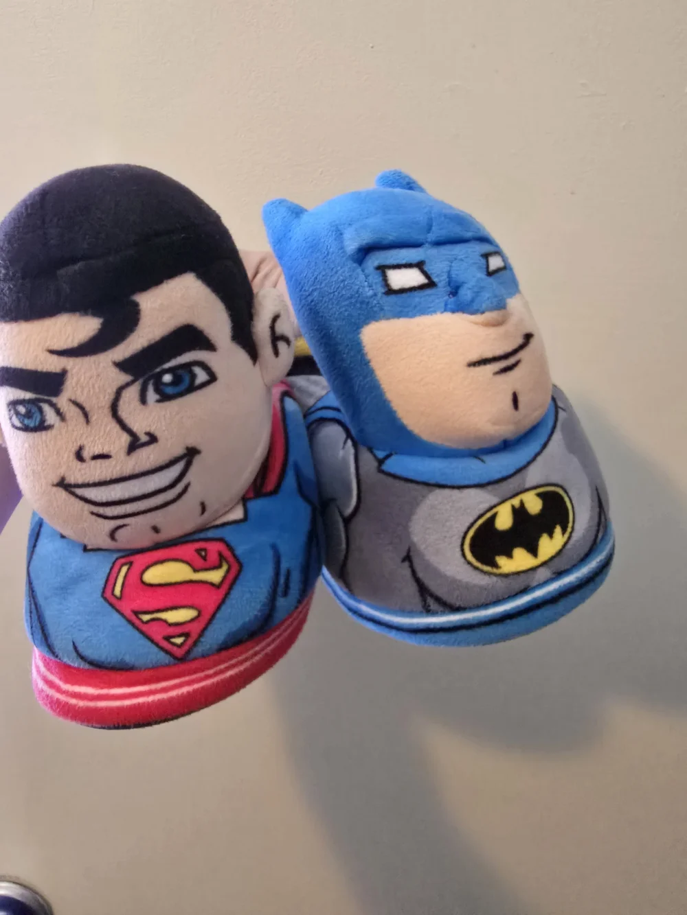DC Comics Boys' Superman and Batman Plush Slip-On Slippers